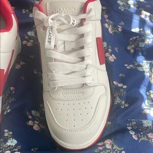 Off-White Red and White Sneakers with Perforated Design ( used once )
